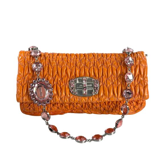 Miu Miu Handbags - Miu Miu Crystal Nappa Matelassé Flap Bag